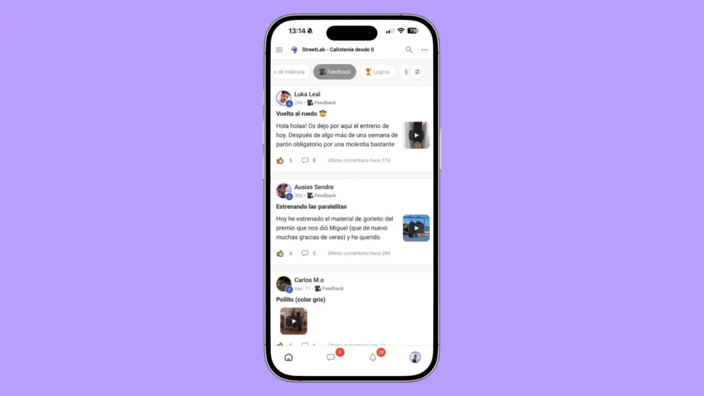 comentarios de alumnos para recibir feedback en nuestras clases de calistenia